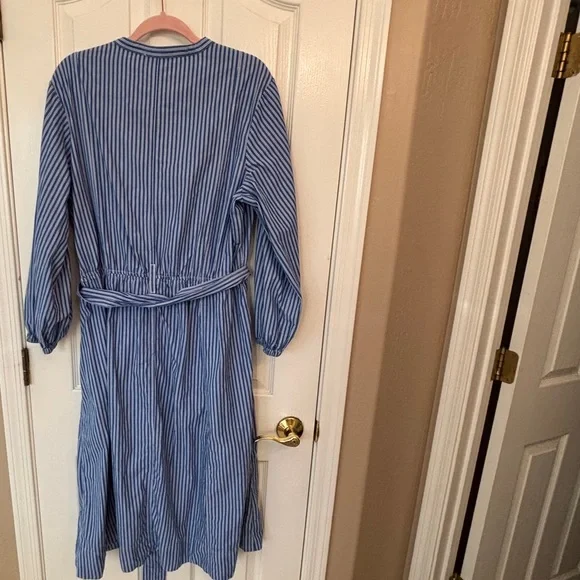 Free Assembly Blue & White Striped Cotton Midi Shirtdress with Belt Women’s XL - Picture 3 of 6